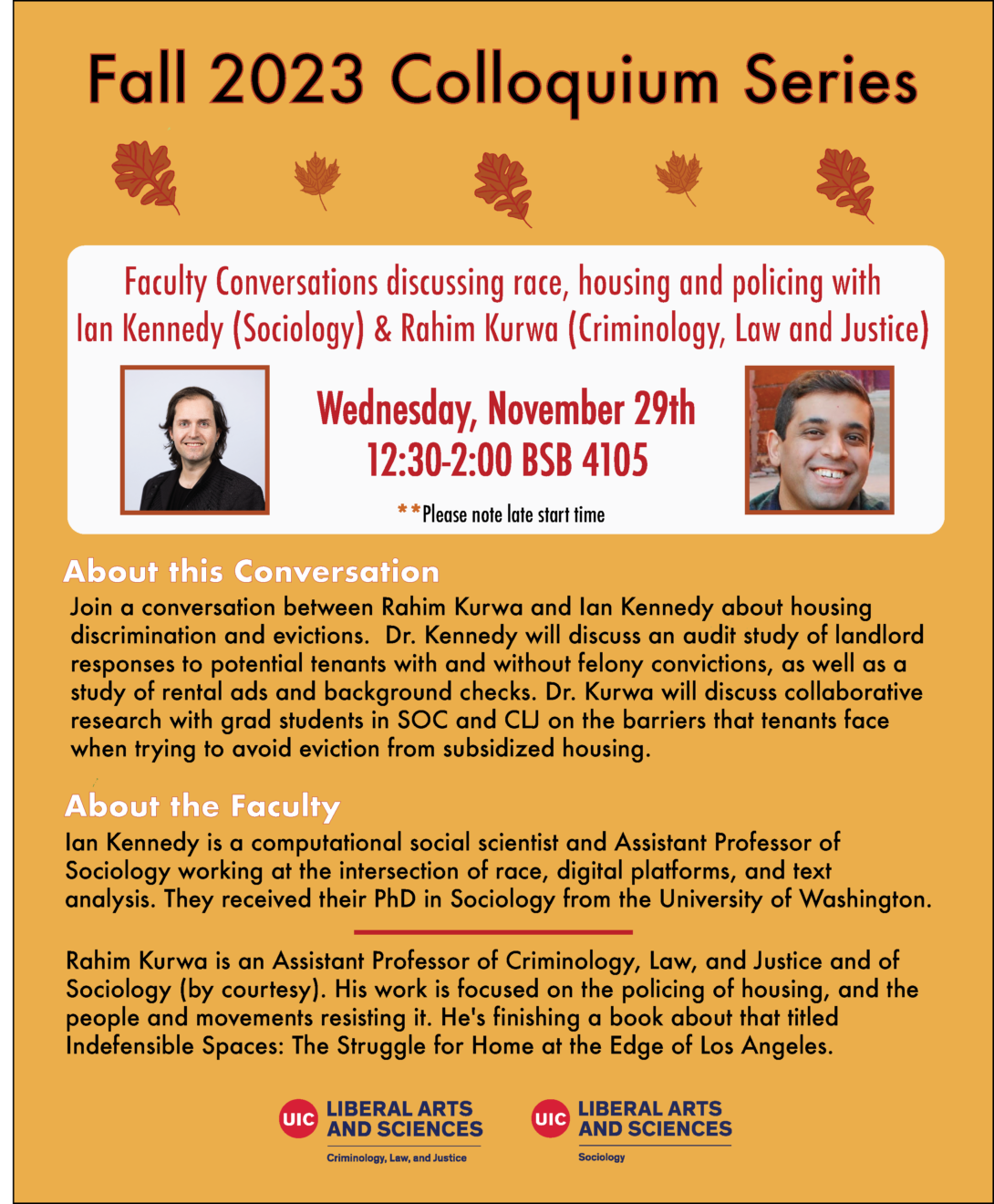 Fall 2023 Colloquium Series: Wednesday, November 29th Flyer